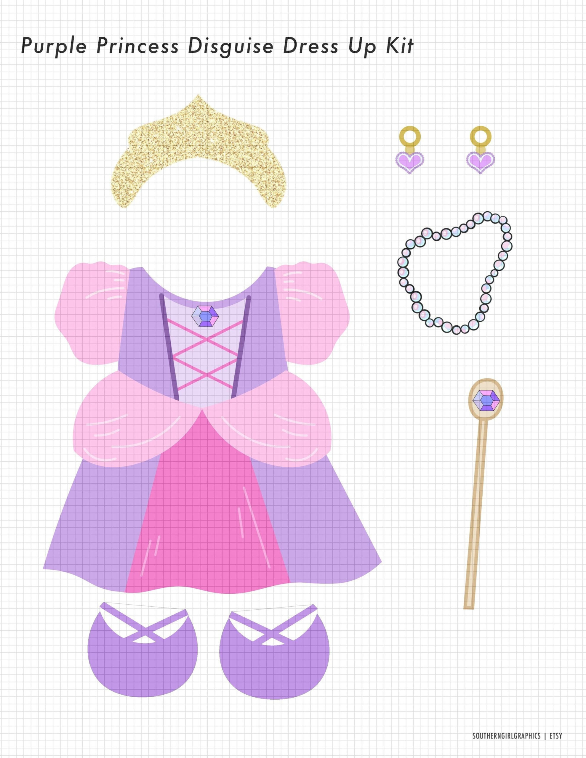 Turkey Disguise Printable - Purple, Princess Dress, Purple Princess, Princess Clip Art, Princess Clothes, Tutu, Purple, Ballet Slippers for Princess Turkey Disguise Printable