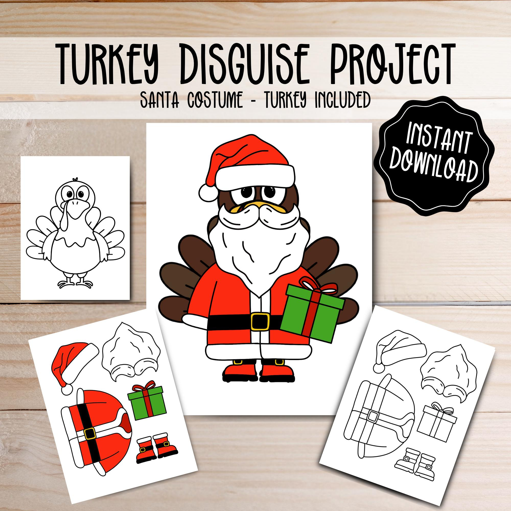Turkey Disguise Printable: Santa Costume Craft (Digital Download regarding Turkey Disguise Project Santa