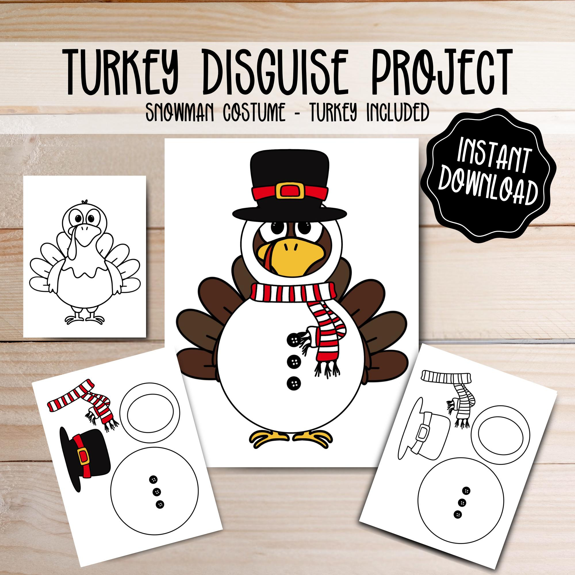 Turkey Disguise Printable - Snowman Costume - Thanksgiving School throughout Turkey Disguised As Snowman