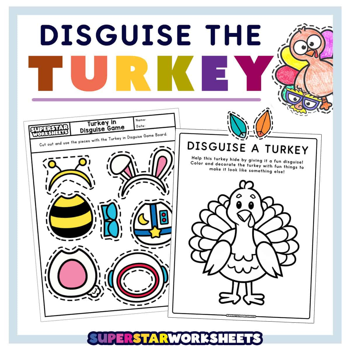 Turkey Disguise Project - Superstar Worksheets for Printable Turkey Disguise Project