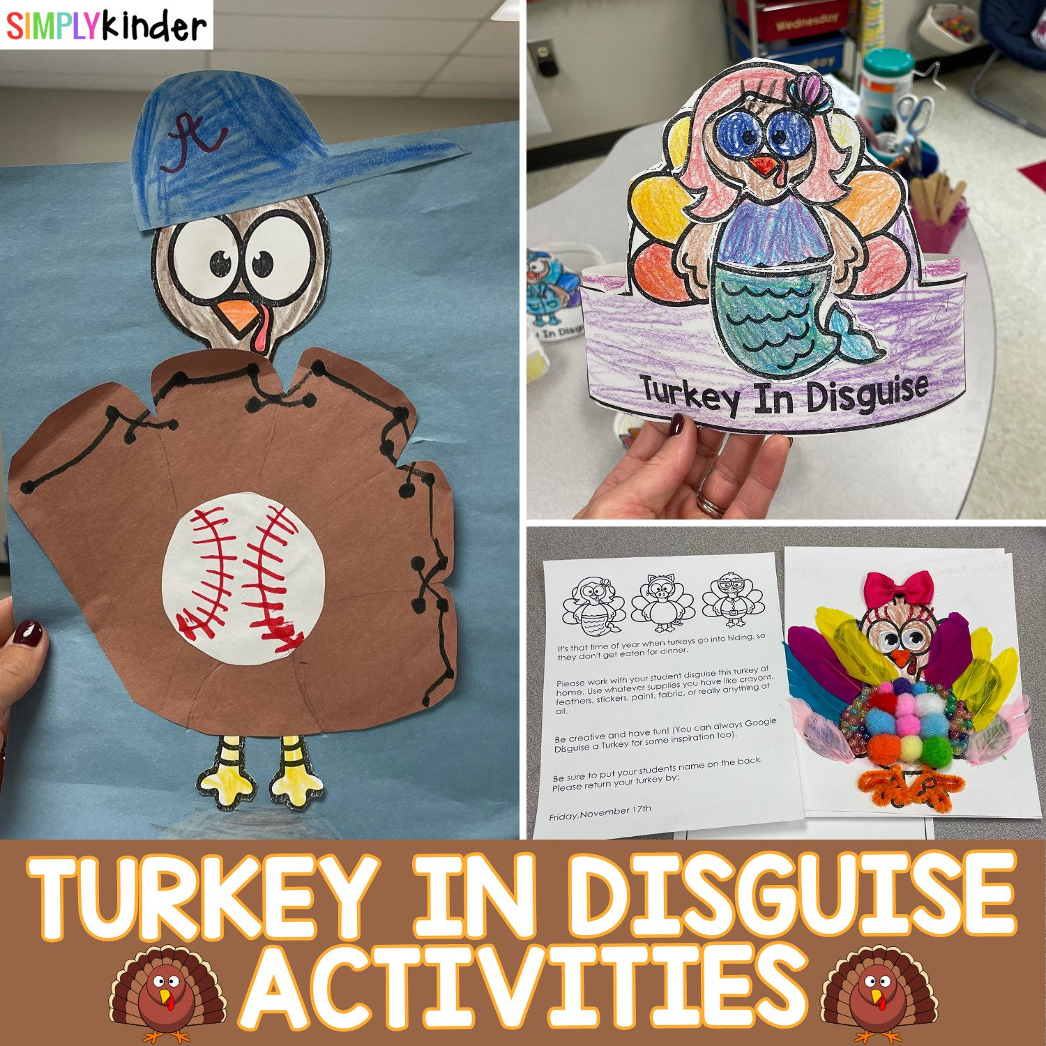 Turkey In Disguise Activities - Simply Kinder for Tpt Turkey In Disguise