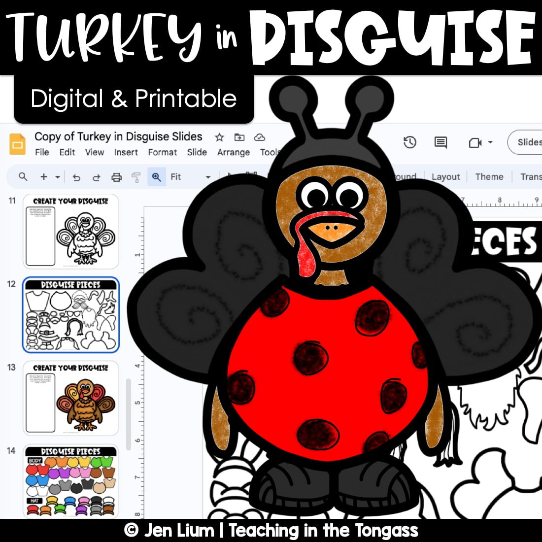 Turkey In Disguise Craft Template Project Digital And Printable with Tpt Turkey in Disguise