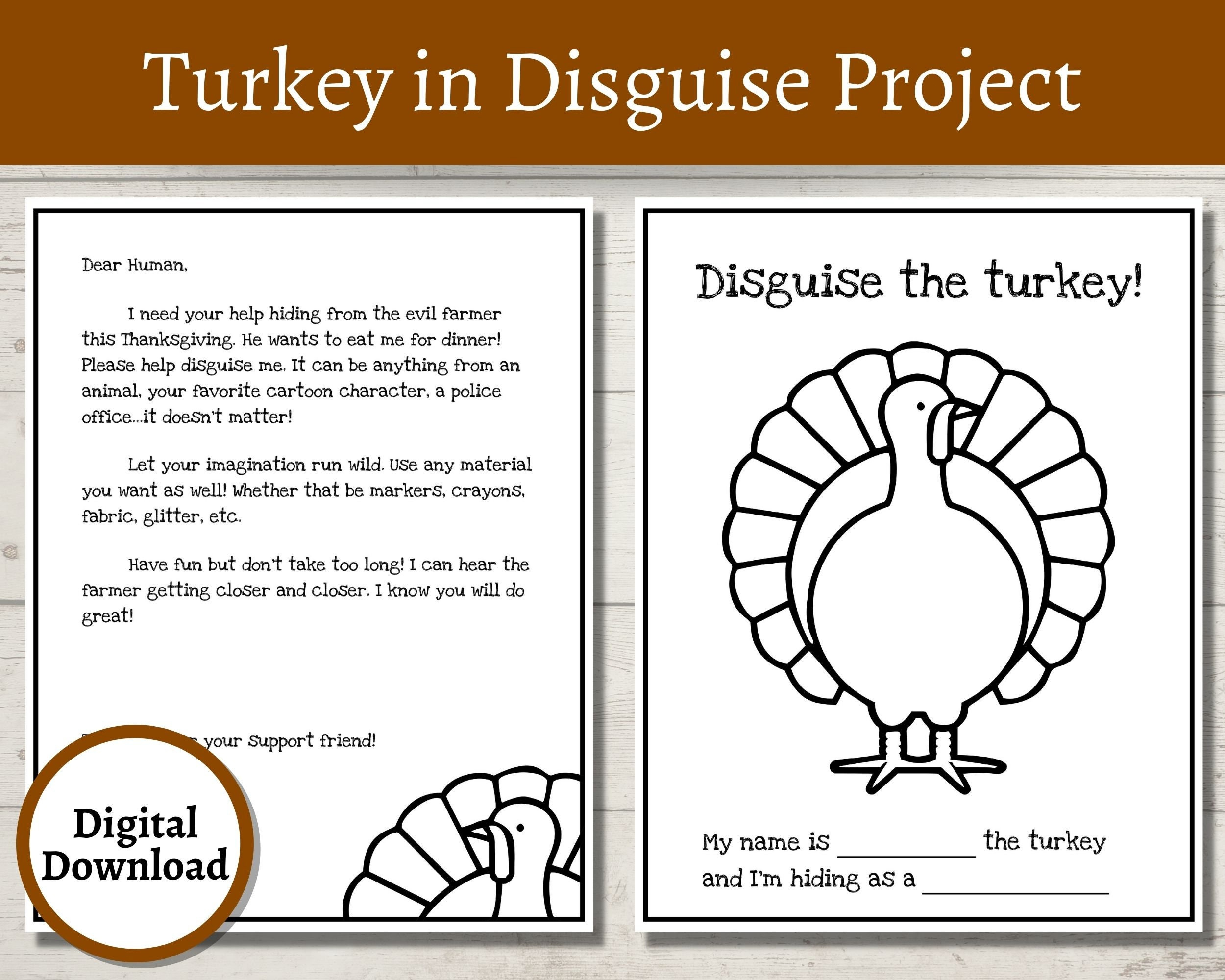 Turkey In Disguise Project | Turkey Printable | Thanksgiving Game with Turkey in Disguise Game