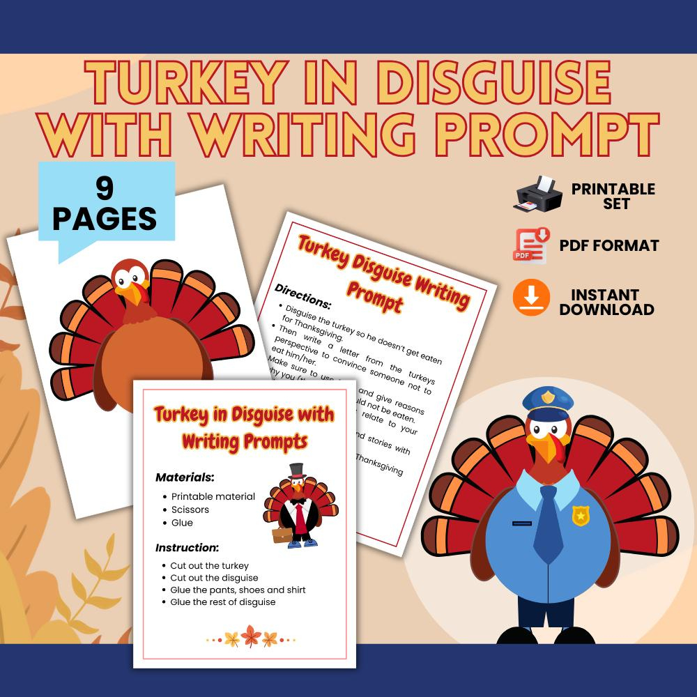 Turkey In Disguise Writing Prompt | Thanksgiving Activity For within Turkey In Disguise Writing Prompt