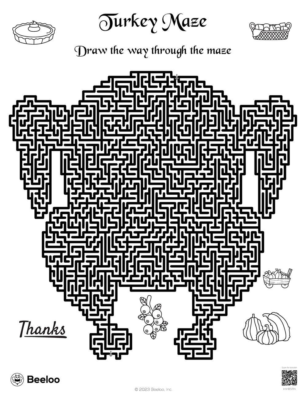 Turkey Maze • Beeloo Printable Crafts And Activities For Kids throughout Turkey Maze Free Printable