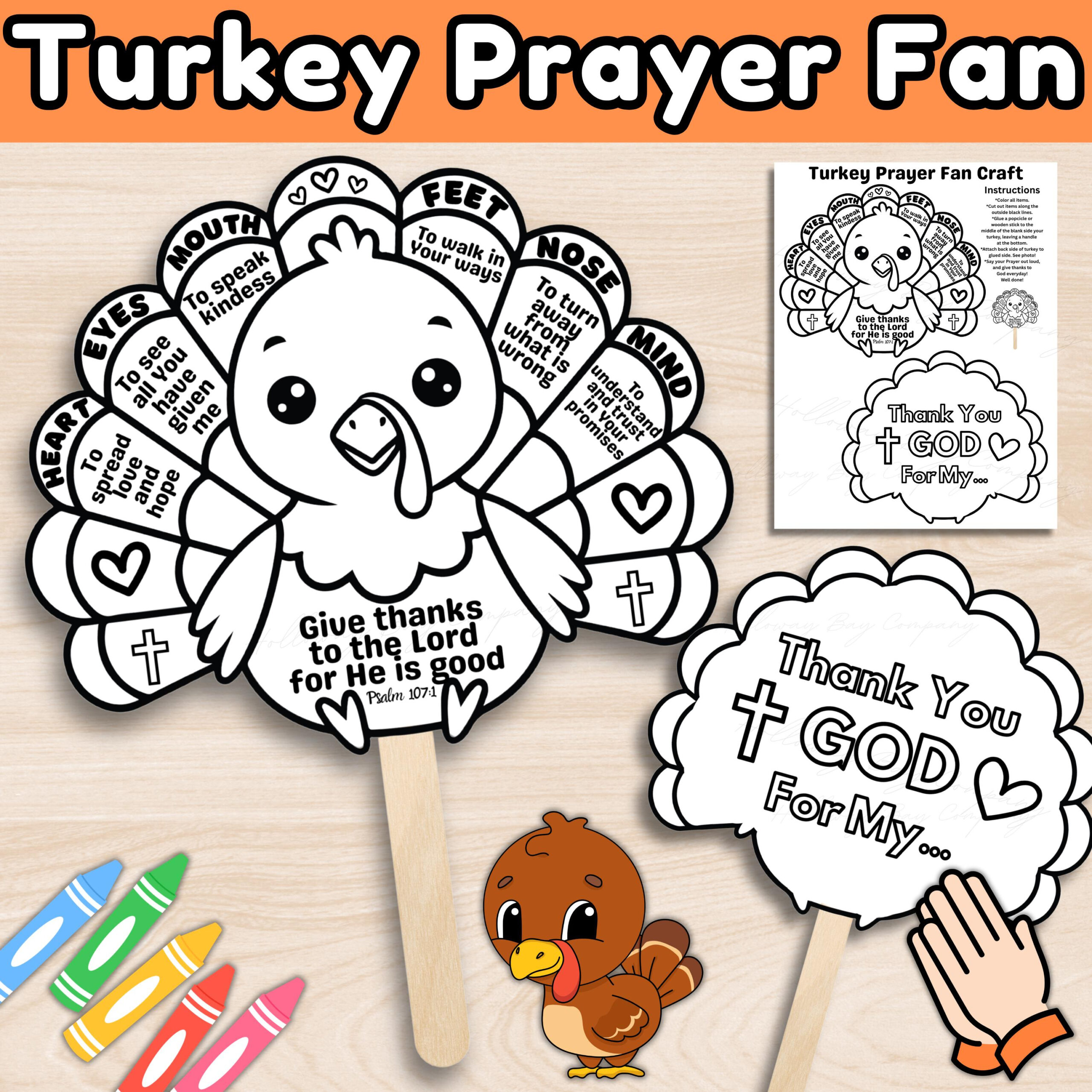 Turkey Prayer Fan Fall Crafts For Kids, Sunday School Lesson pertaining to I am Thankful For God Turkey Printable