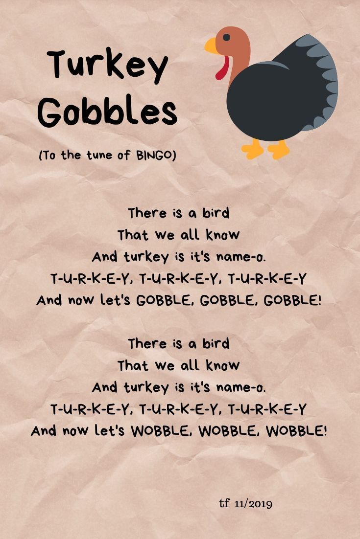 Turkey Song Or Rhyme intended for Gobble Gobble Thanksgiving Poem