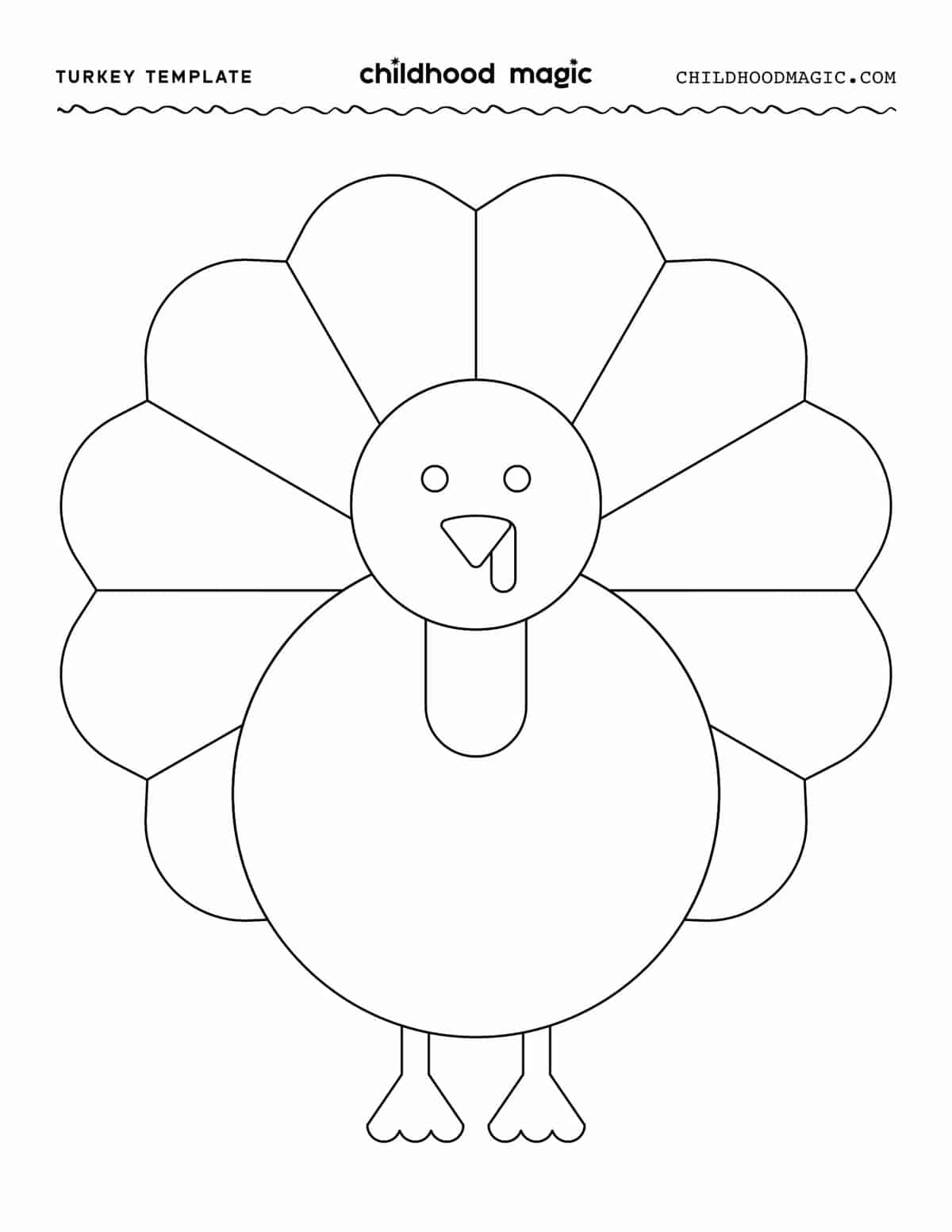 Turkey Template - Childhood Magic intended for Printable Turkey Cut Out
