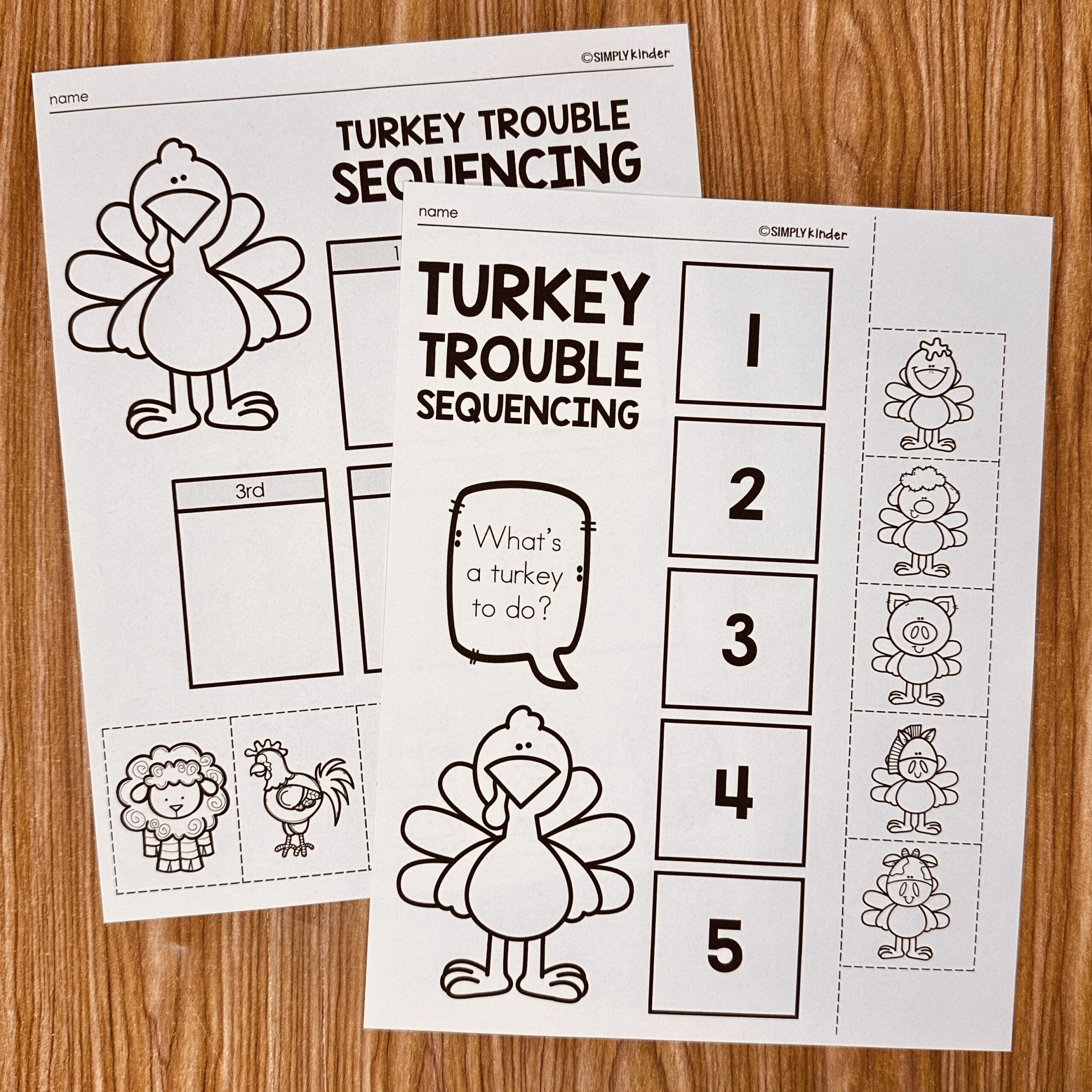 Turkey Trouble Sequencing - Simply Kinder + Printable Membership within Thanksgiving Sequencing Worksheets