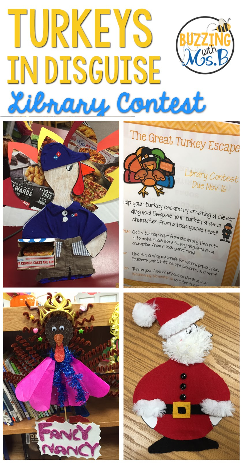 Turkeys In Disguise! Library Contest & Book Project - Buzzing With with Books About Turkeys In Disguise
