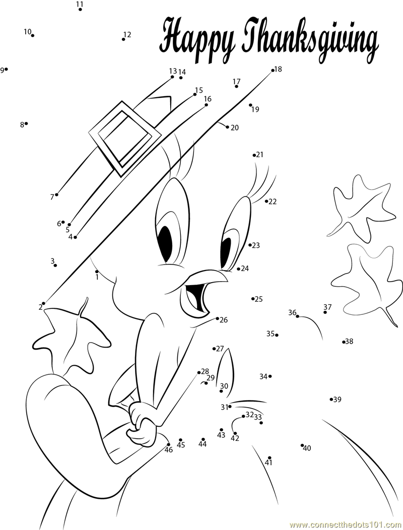 Tweety Thanksgiving Dot To Dot Printable Worksheet - Connect The regarding Thanksgiving Dot to Dot Printables Free