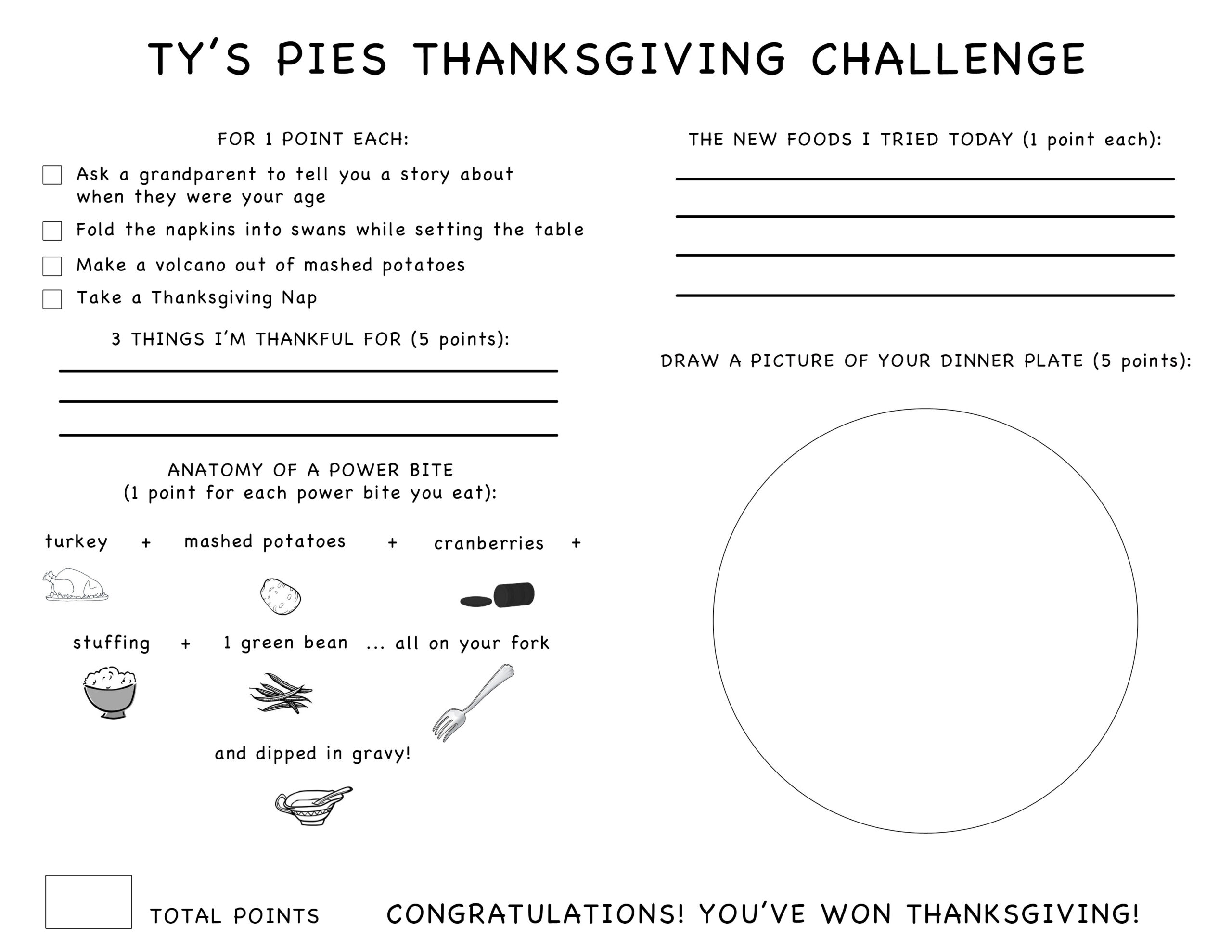 Ty&amp;#039;S Thanksgiving Challenge regarding Thanksgiving Challenge Worksheet