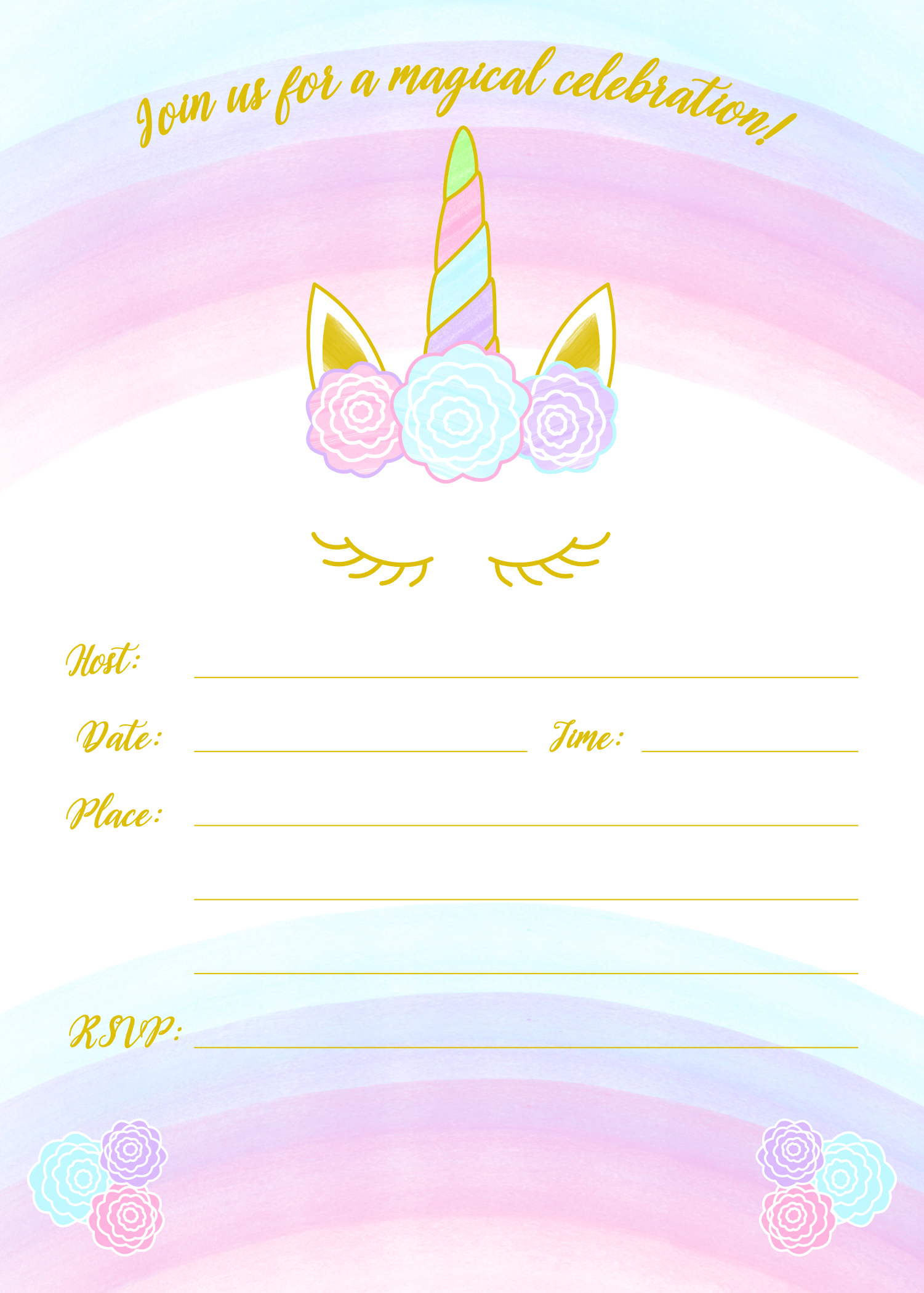 Unicorn Invitation Free Printable Templates - Easy To Download! throughout Unicorn Birthday Free Printables
