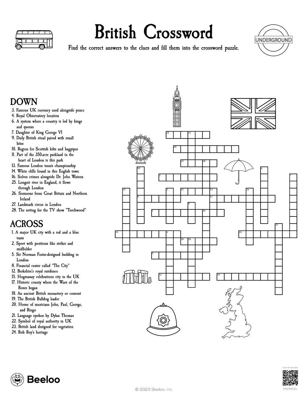 United Kingdom-Themed Crossword Puzzles • Beeloo Printable Crafts in Printable Crosswords Uk