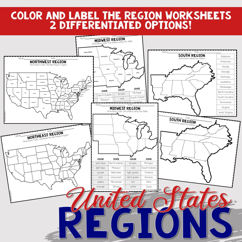United States Regions Worksheets And Printables | Homeschool with regard to Printable 5 Regions Of The United States Worksheets
