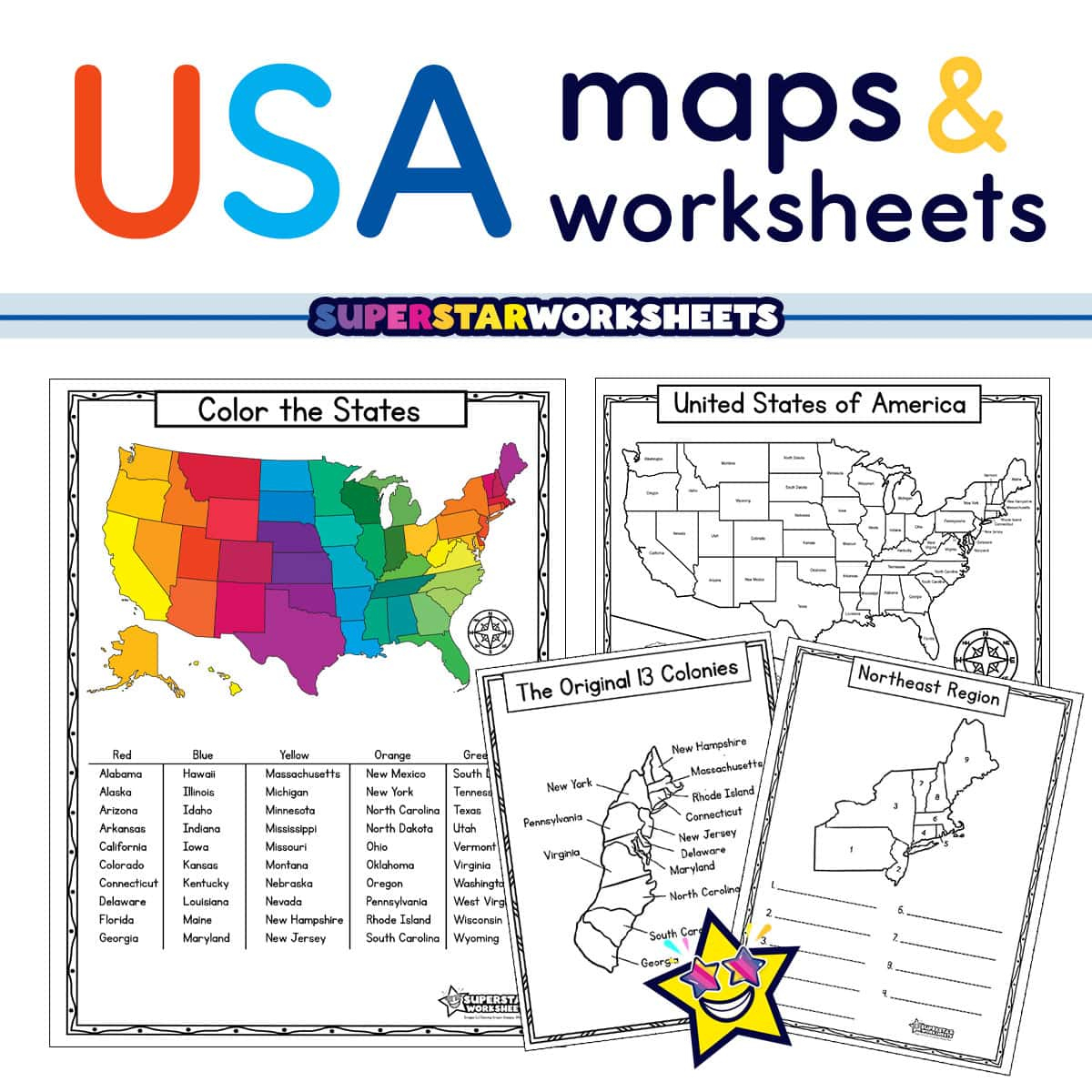 Usa Map Worksheets - Superstar Worksheets inside Printable 5 Regions Of The United States Worksheets