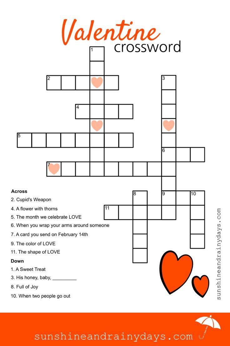 Valentine Crossword Puzzle in Valentine Crossword Puzzles Printable