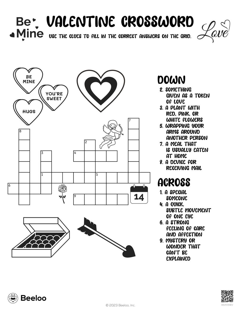 Valentine-Themed Crossword Puzzles • Beeloo Printable Crafts And within Valentine Crosswords Printable