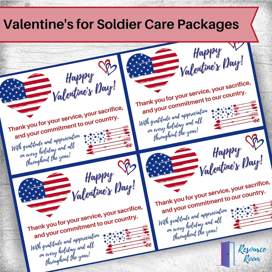 Valentine&amp;#039;S Day Card: Deployed Service Member Care Packages - Etsy intended for Valentines For Veterans Printable