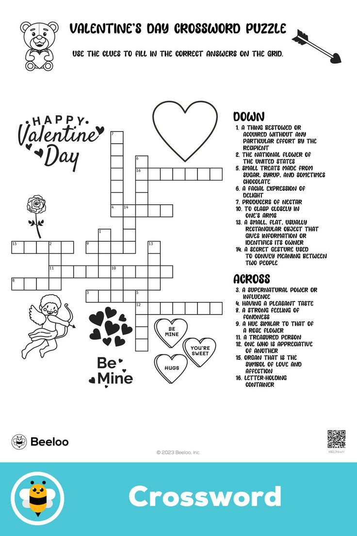 Valentine&amp;#039;S Day Crossword Puzzle pertaining to Free Printable Valentine Crossword Puzzles Printable