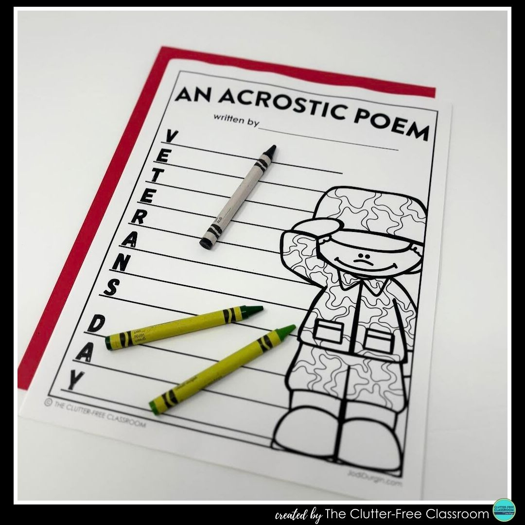 Veterans Day Acrostic Poem Template Activities For Elementary inside Veterans Day Acrostic Poems Template
