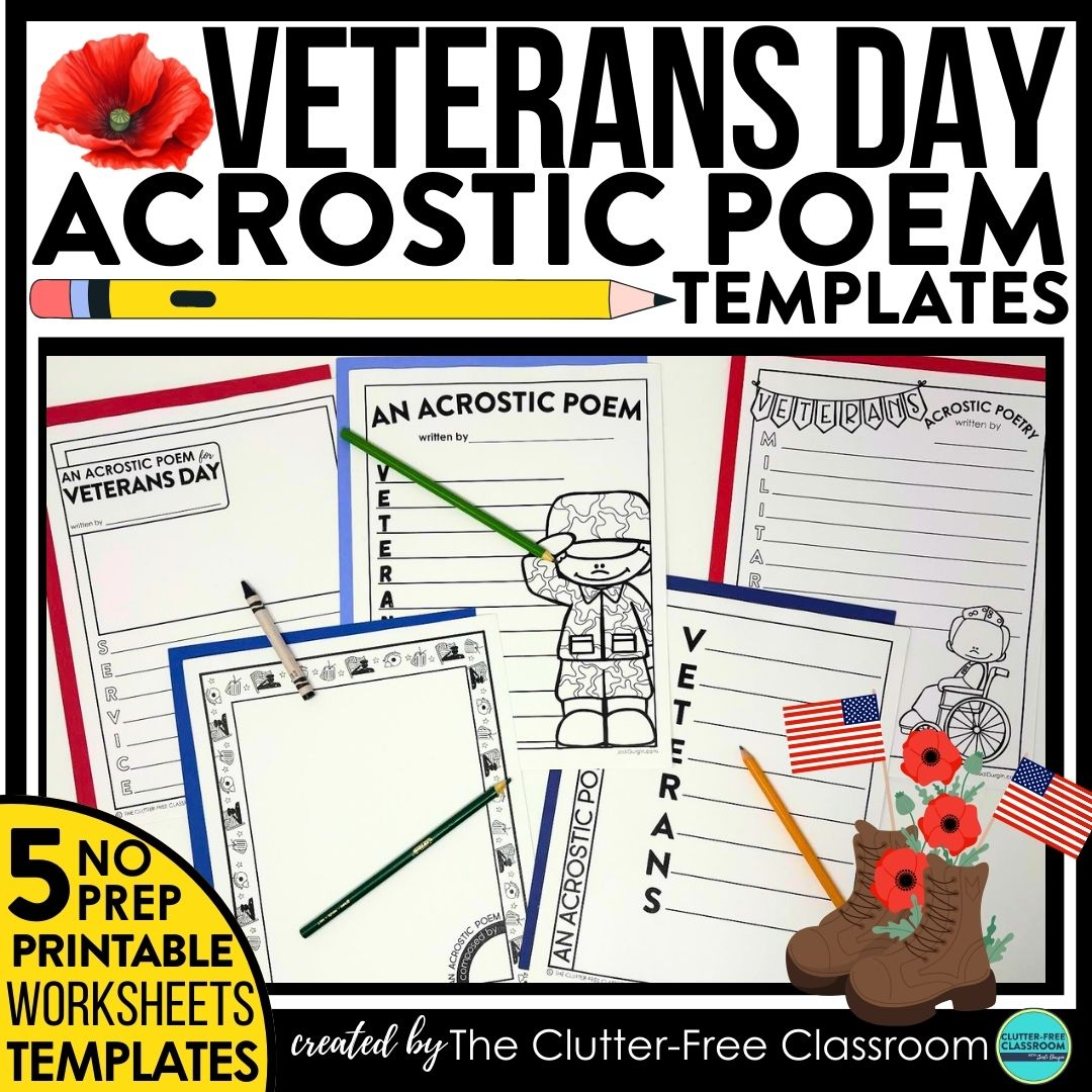Veterans Day Acrostic Poem Template Activities For Elementary throughout Veterans Day Acrostic Poems Template