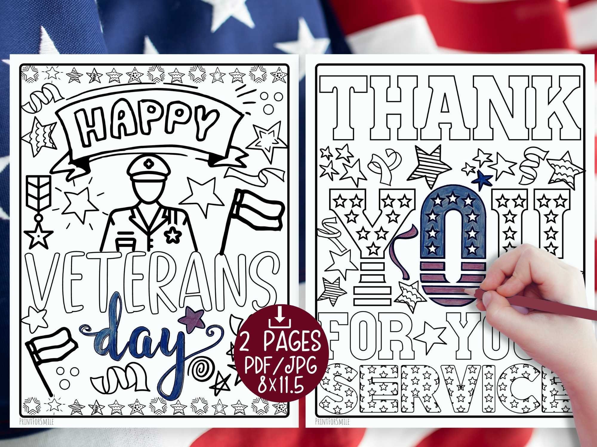 Veterans Day Ausmalseiten Zum Ausdrucken - Etsy.de throughout Veterans Day Cards Printable Free