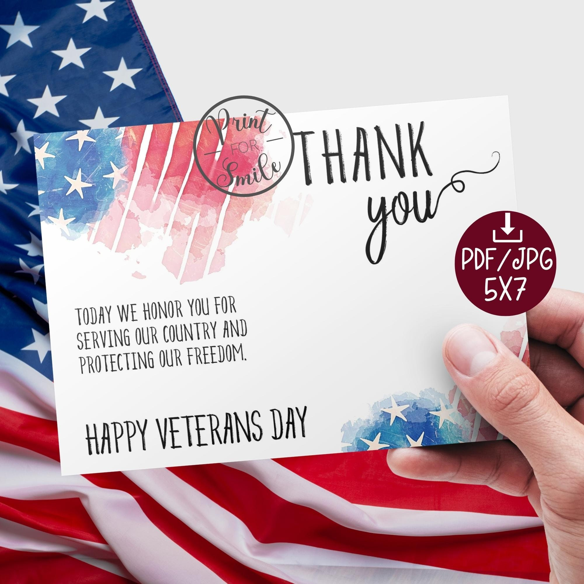 Veterans Day Card Printable - Etsy Israel throughout Veterans Day Printable Cards