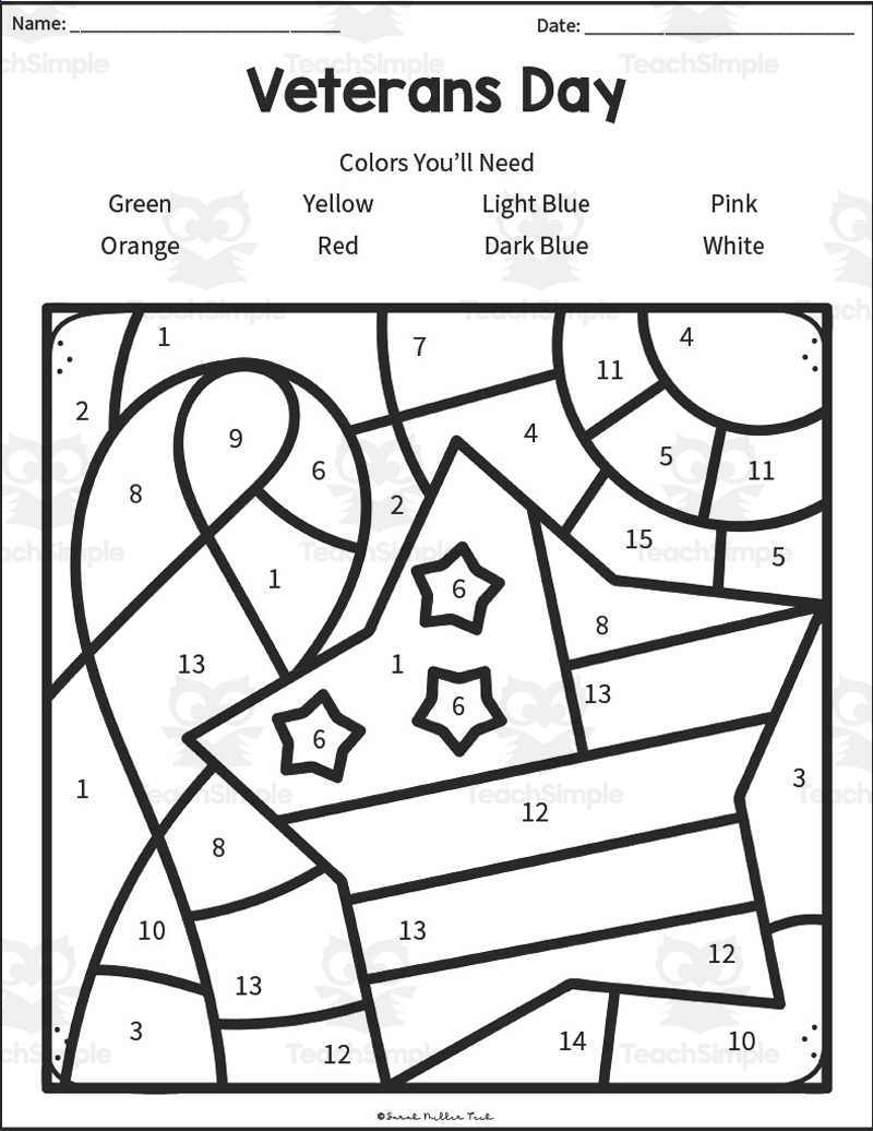 Veteran&amp;#039;S Day Coloring Activity with regard to Veterans Day Color By Number Free Printable