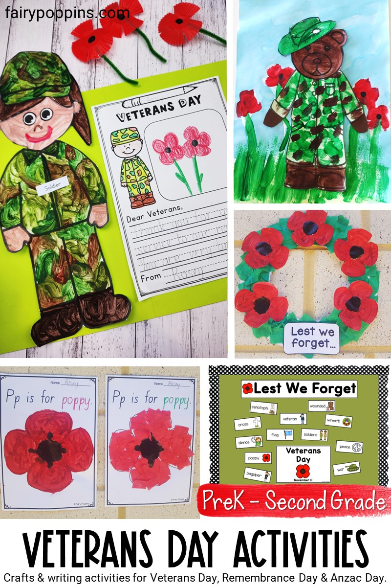 Veterans Day Crafts And Activities For Kids - Fairy Poppins regarding Kindergarten Veterans Day Printables