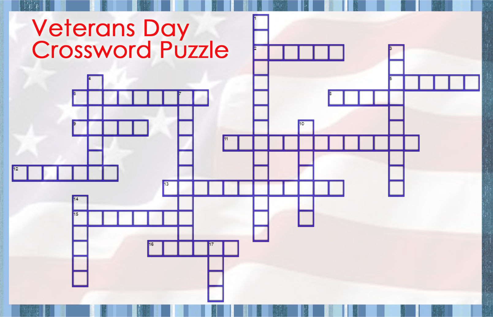 Veterans Day Crossword Puzzle - Home Grown Fun throughout Veterans Day Crossword Puzzle Free Printable