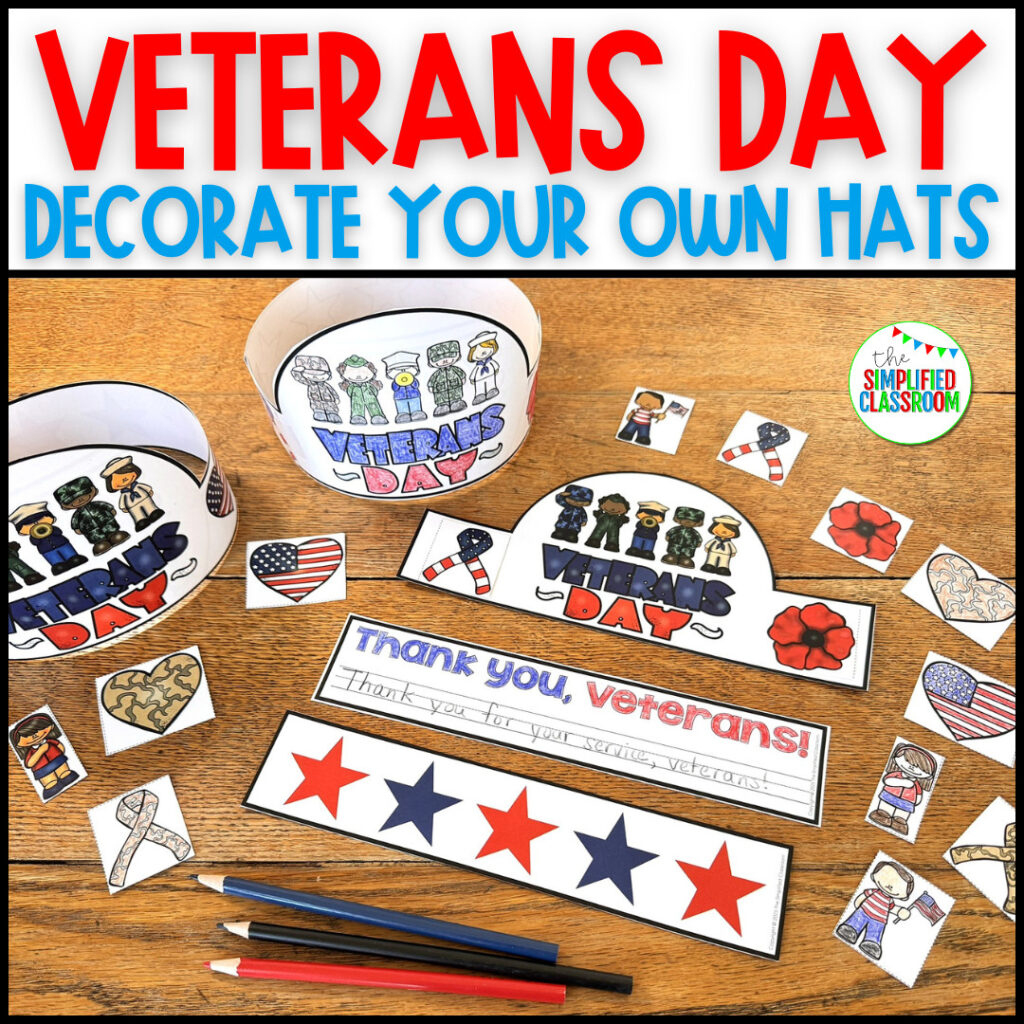 Veterans Day Crown Headband Hat Craft Veterans Day Craftivity Kindergarten  1St - The Simplified Classroom within Veterans Day Hat Printable