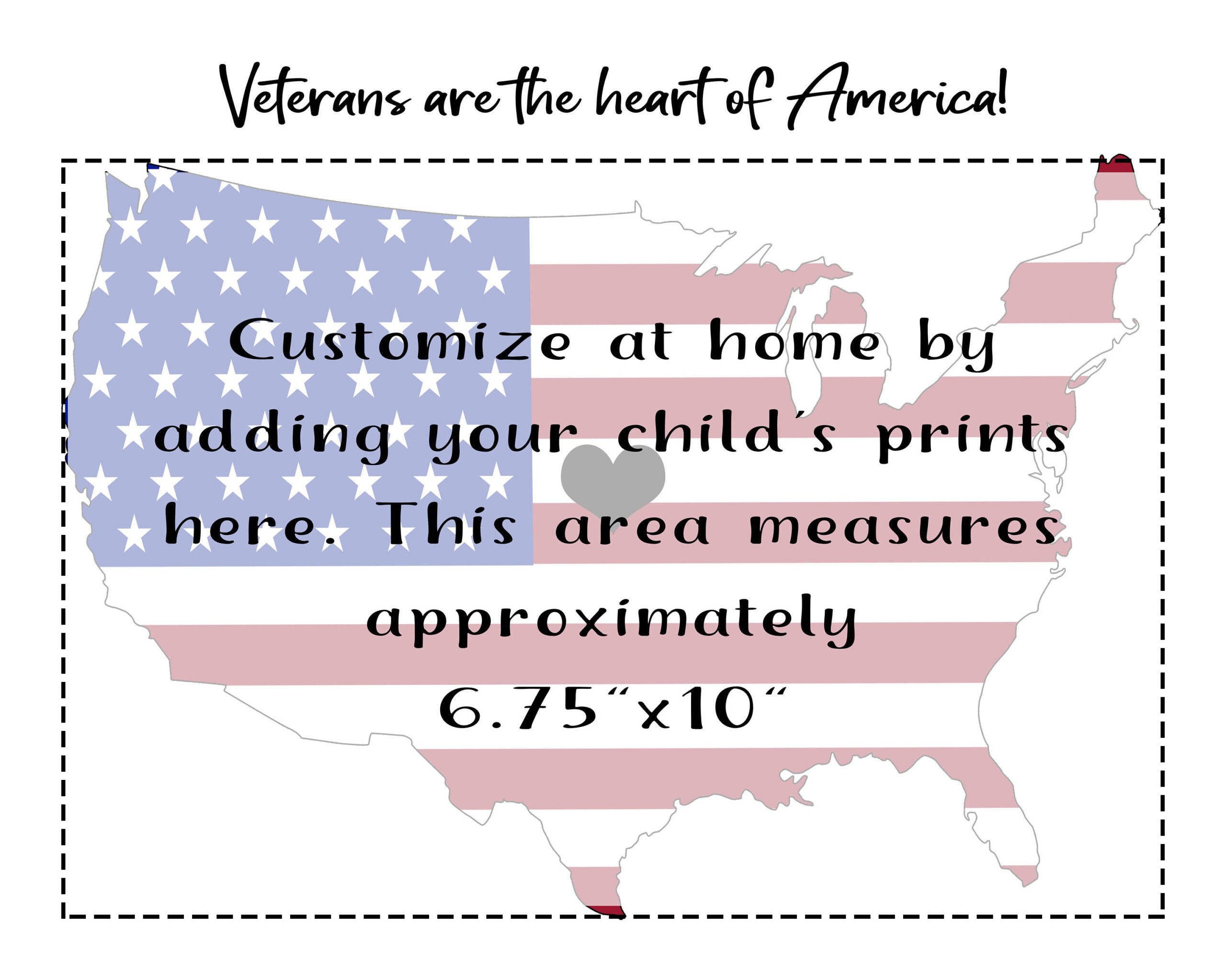 Veterans Day Handprint Art Project For Kids, Veteran Gift Idea with Veterans Are The Heart Of America Printable