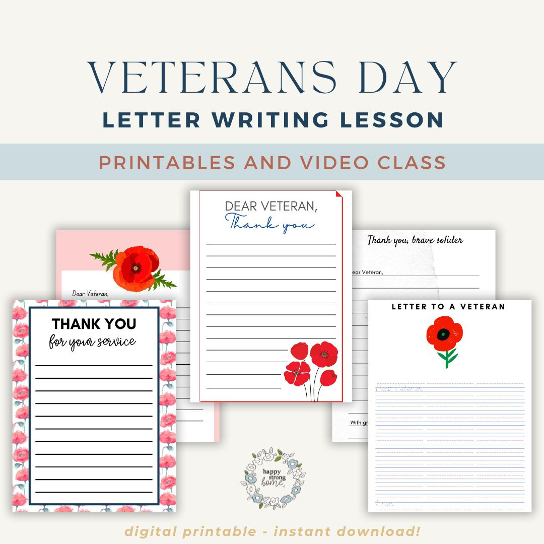 Veterans Day Letter Writing For Kids: 5 Simple Ideas + Free Video in Free Printable Veterans Day Writing Paper