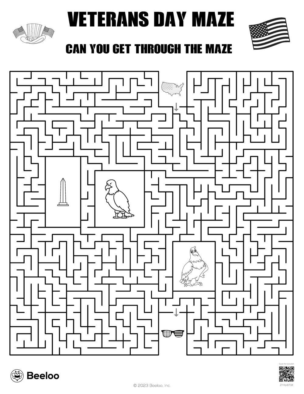 Veterans Day Maze • Beeloo Printable Crafts And Activities For Kids for Veterans Day Printable Activities