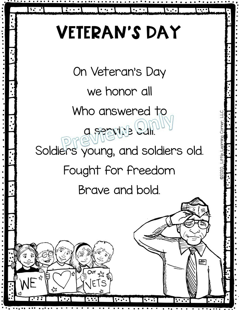 Veteran'S Day Poem with regard to Veterans Day Poem For Elementary