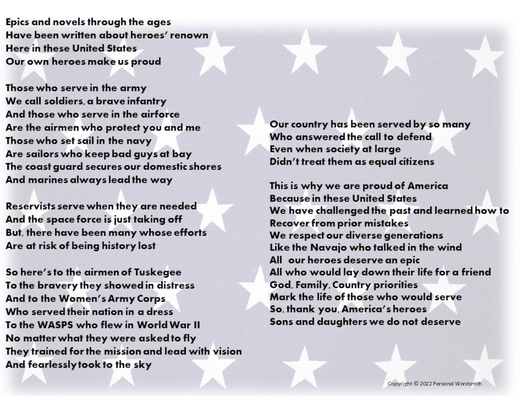 Veterans Day Poetry, Unsung Heroes History Rhyme, Memorial Day regarding Veterans Day Poems That Rhyme