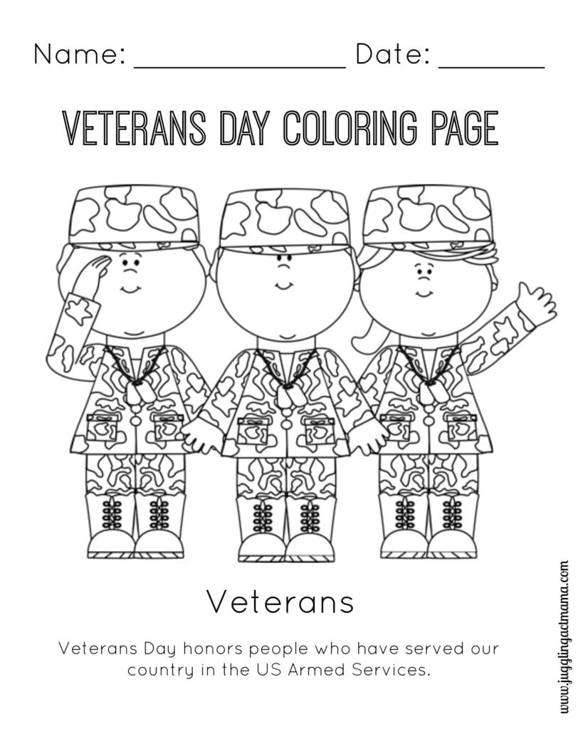 Veteran&amp;#039;S Day Printable Coloring Page - Juggling Act Mama regarding Veterans Day Printable Coloring Pages