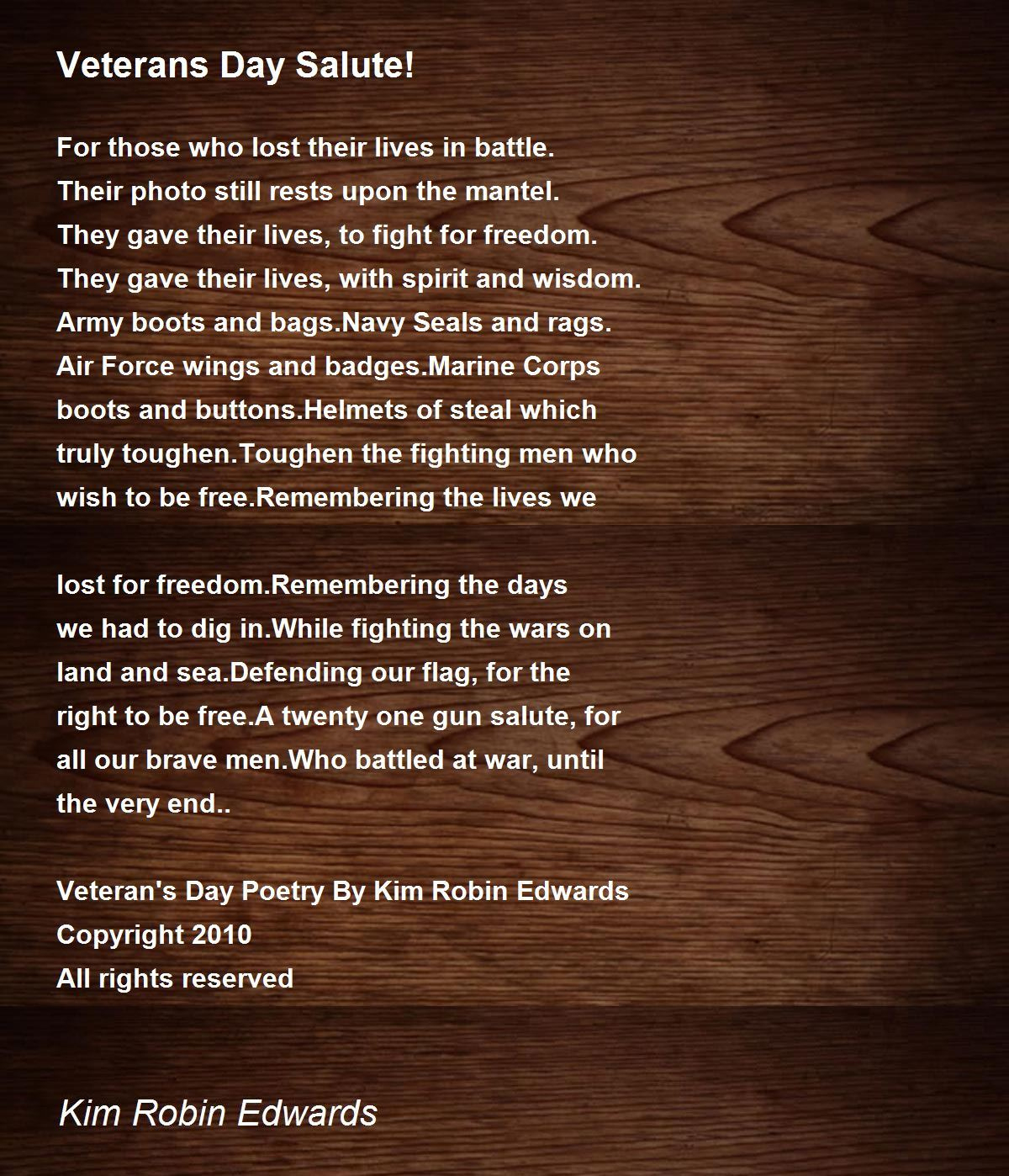 Veterans Day Salute! - Veterans Day Salute! Poemkim Robin Edwards throughout Veterans Day Salute Poem