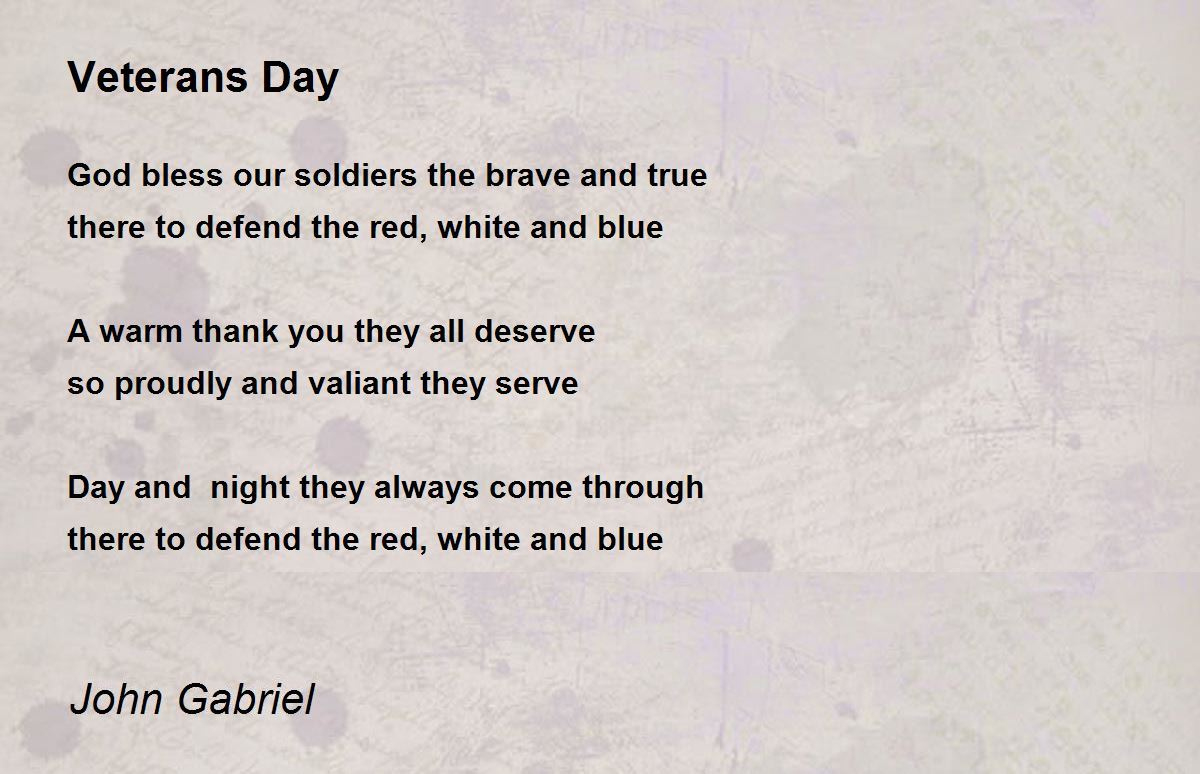 Veterans Day - Veterans Day Poemjohn Gabriel with regard to Best Poems For Veterans Day