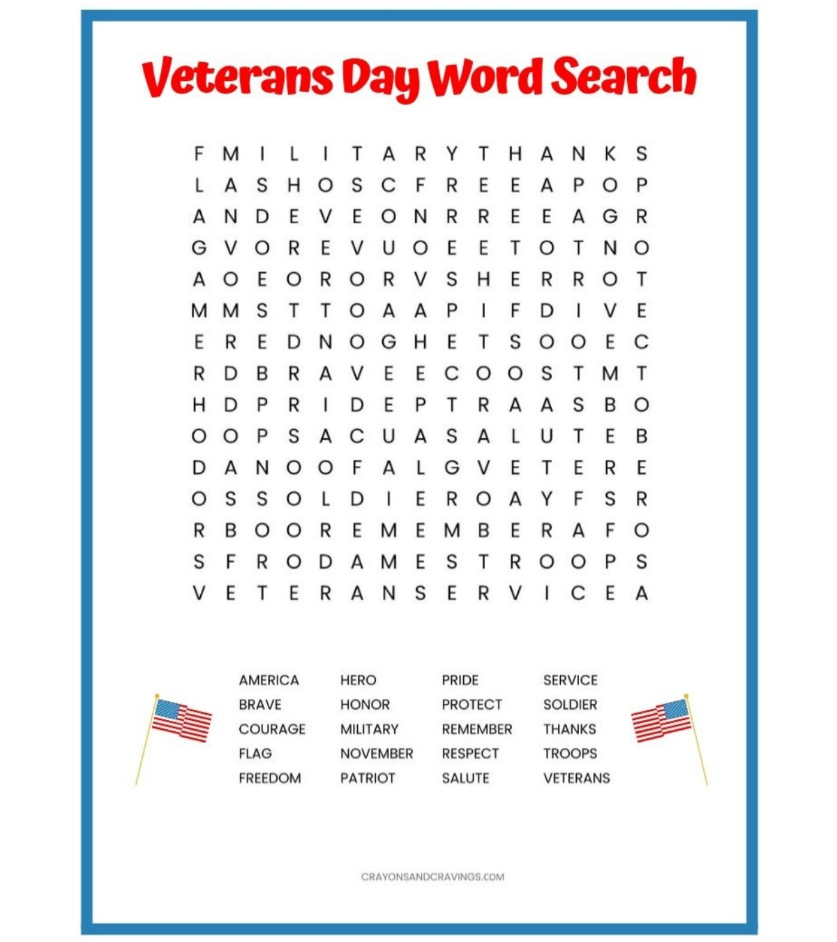 Veterans Day Word Search Free Printable Worksheet - Worksheets Library within Printable Veterans Day Word Search Puzzle
