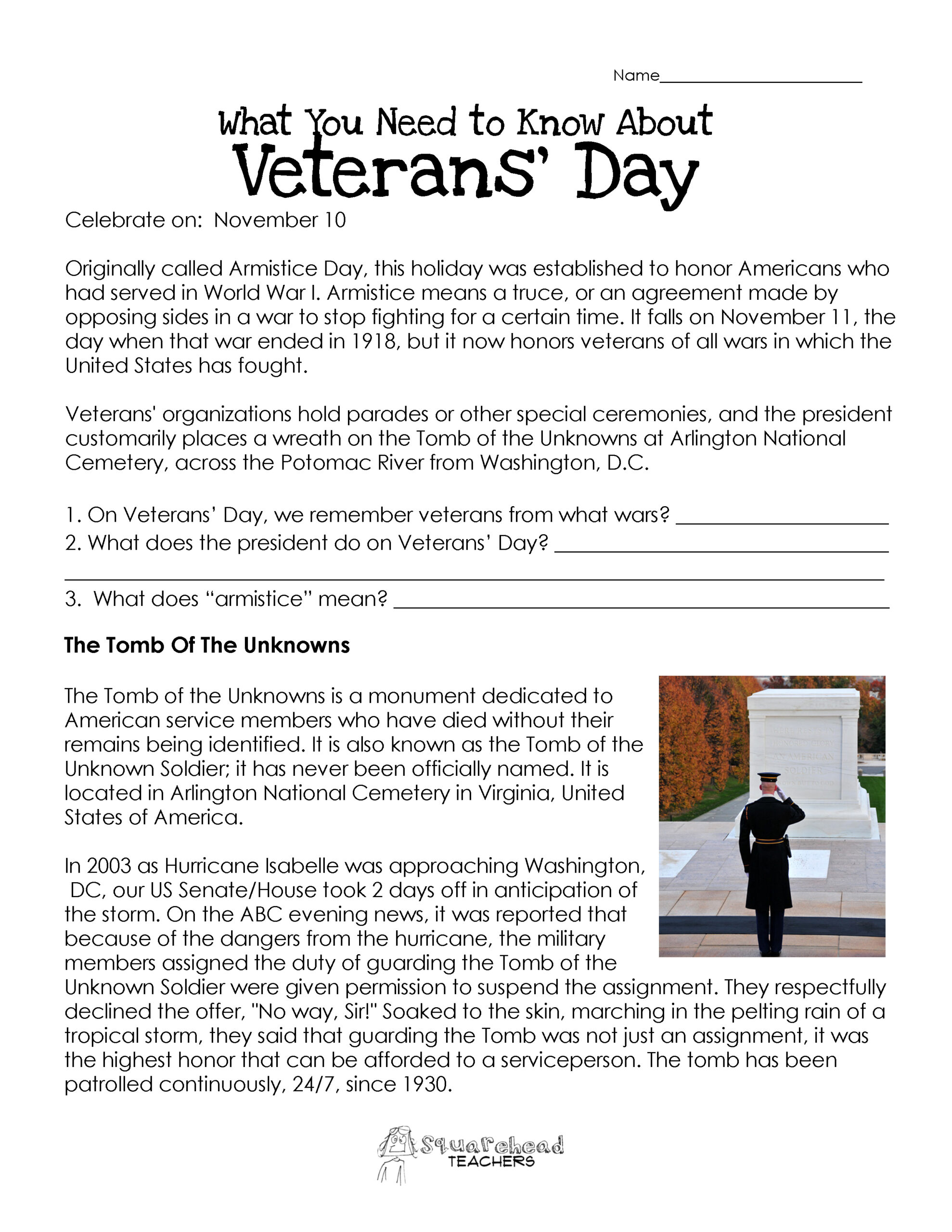 Veterans Day Worksheet Updated | Squarehead Teachers - Worksheets throughout Free Printable Veterans Day Booklet