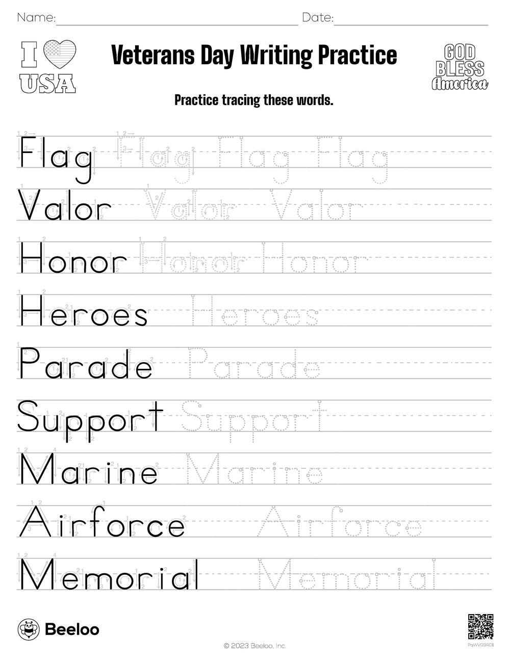 Veterans Day Writing Practice • Beeloo Printable Crafts And throughout Veterans Day Writing Paper Printable