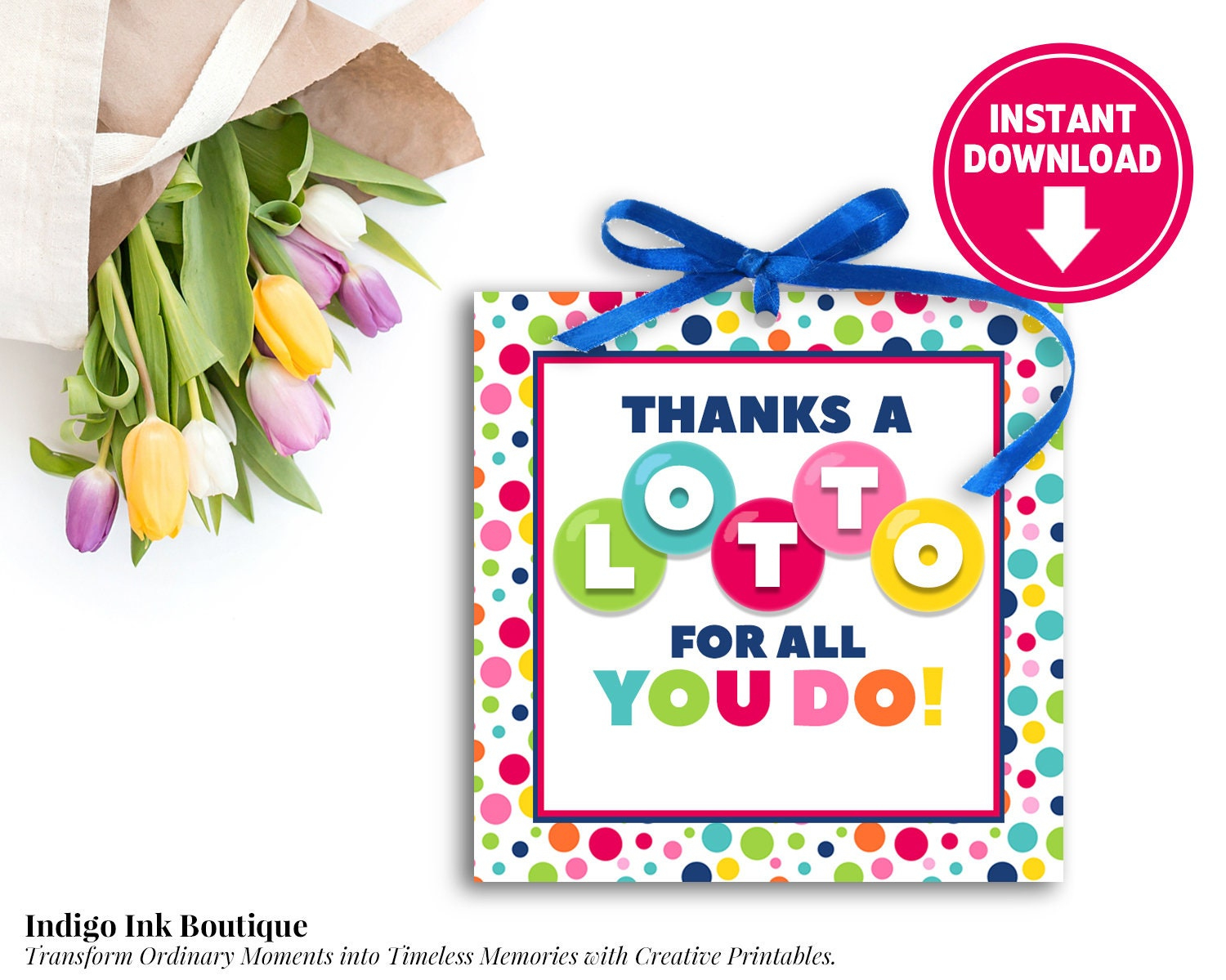 Vielen Dank Ein Lotto Für Alles, Was Sie Favor Tag Sofort Download within Thanks a Lotto For All You Do Free Printable