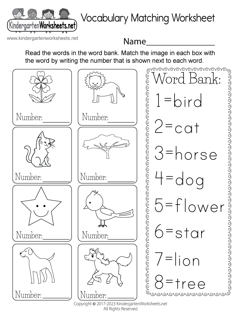 Vocabulary Matching Worksheet - Free Printable, Digital, &amp;amp; Pdf for Vocabulary Printable Worksheets For Kids
