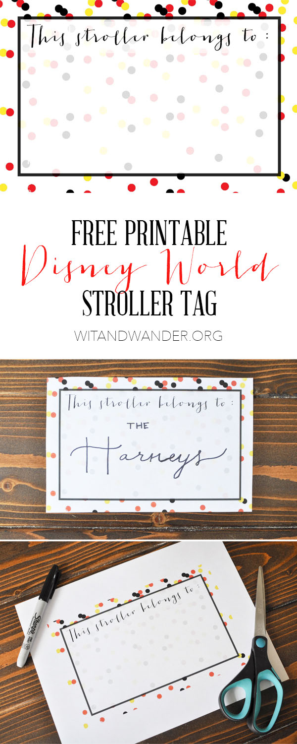 Walt Disney World Countdown: Free Stroller Tags - Wit & Wander inside Free Printable Disney Stroller Tag Template