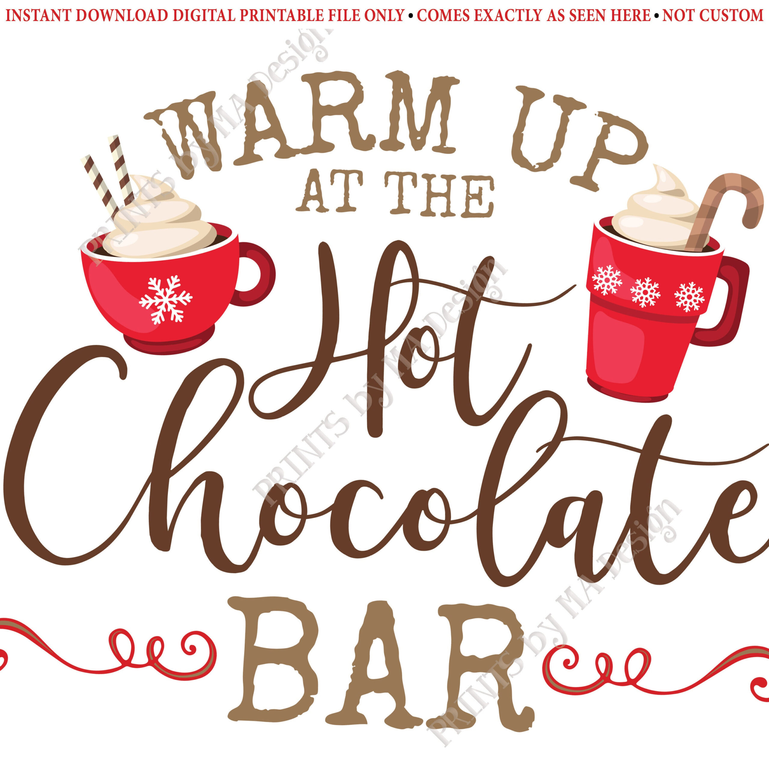 Wärmen Sie Sich Am Hot Chocolate Bar Schild Auf, Weihnachtsfeier for Printable Hot Chocolate Sign