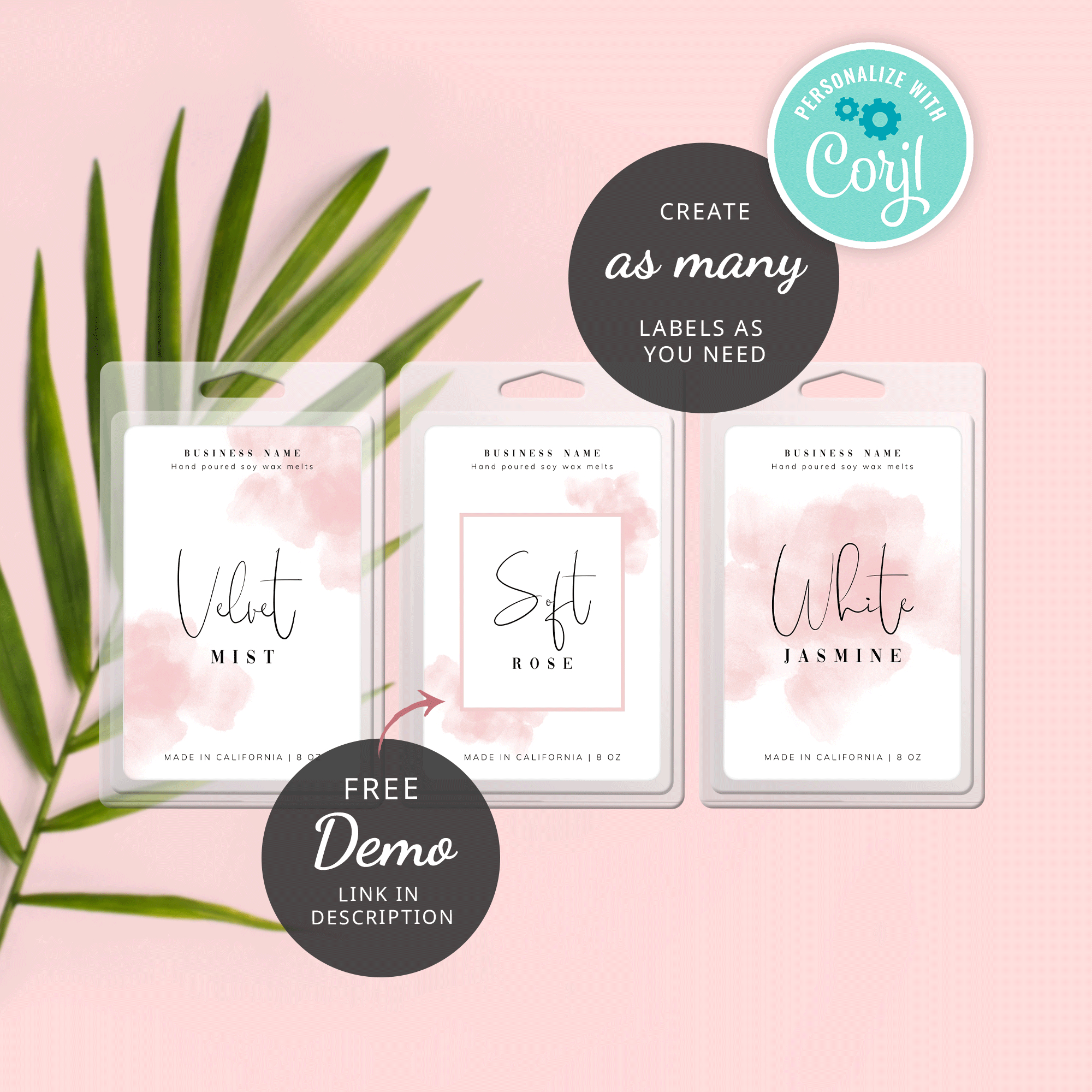 Wax Melt Labels Pink Watercolor Ws01 pertaining to Free Printable Wax Melt Labels