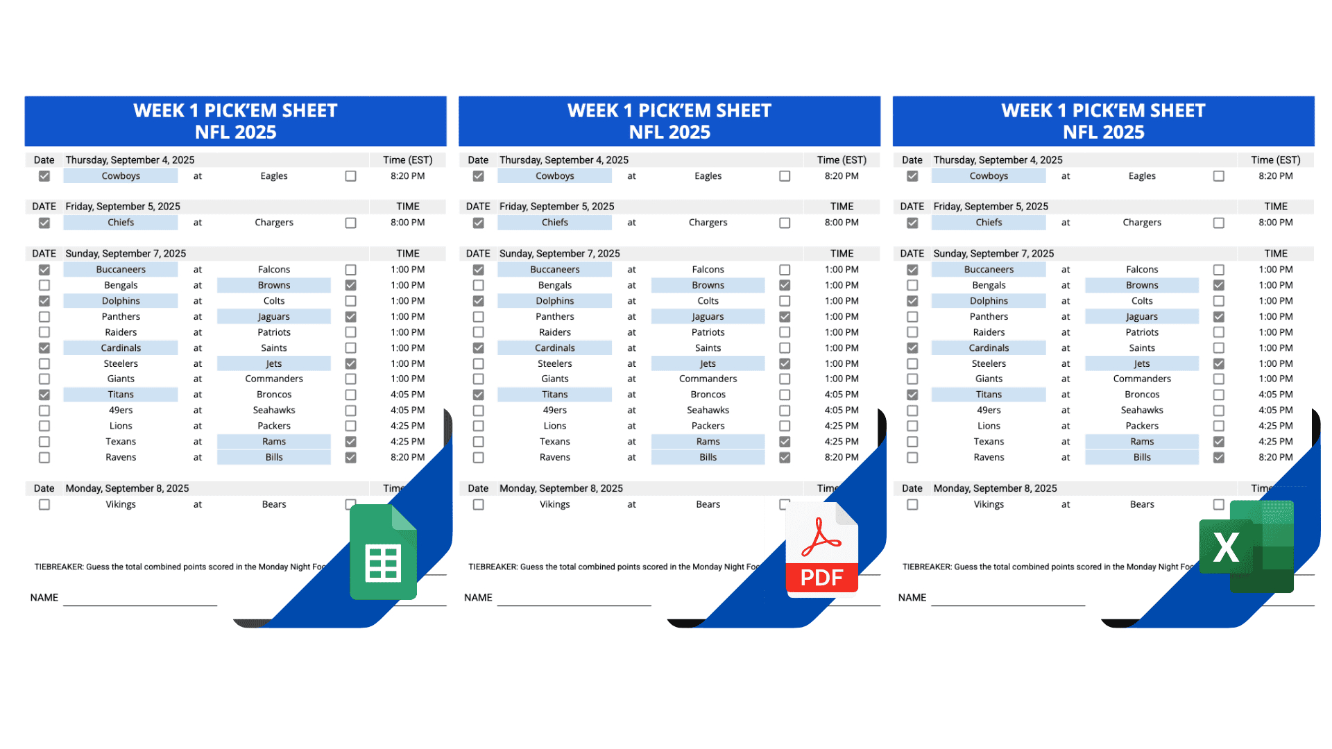 Weekly Nfl Pick&amp;#039;Em Templates Excel &amp;amp; Google Sheets (2025) inside Nfl Week 11 Printable Pick Sheet