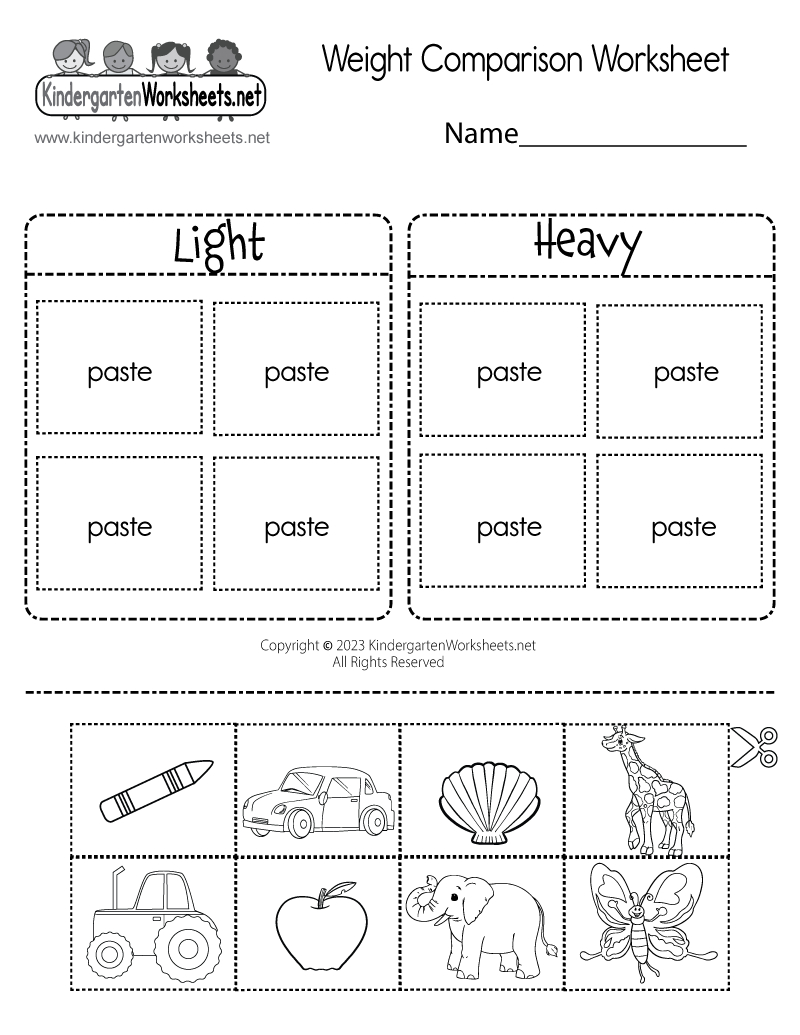 Weight Comparison Worksheet - Free Printable, Digital, & Pdf with Weight Measurement Worksheet Printable